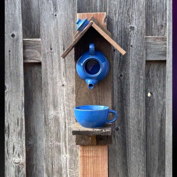 Handcrafted Rustic Wooden Bird Feeder Somewhere Over The Rainbow - Picture 10 of 16